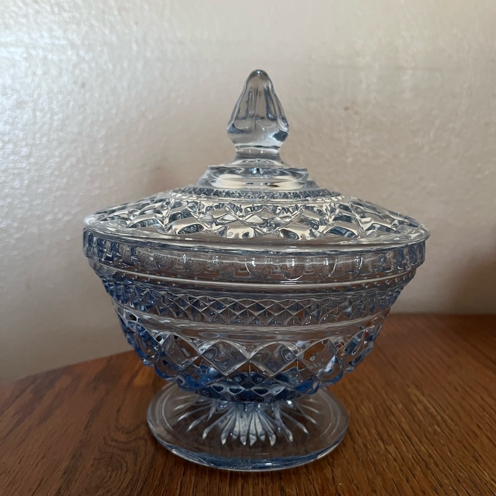 Elegant Blue Glass Candy Dish